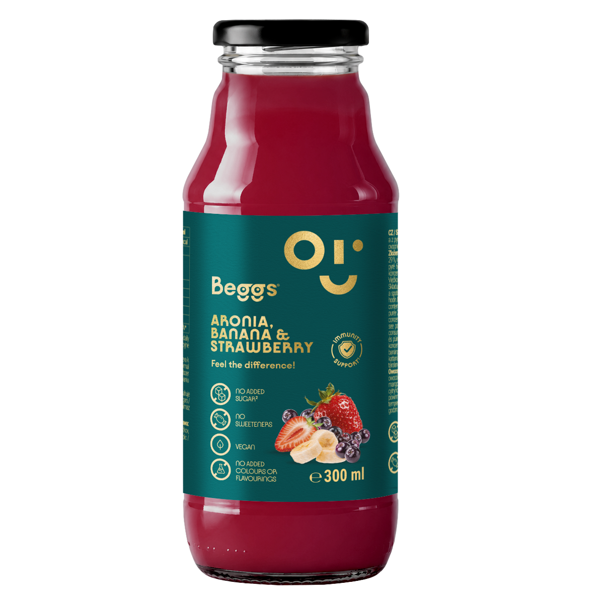 Napój Beggs o smaku aronii, jabłka, banana i truskawki (300 ml)