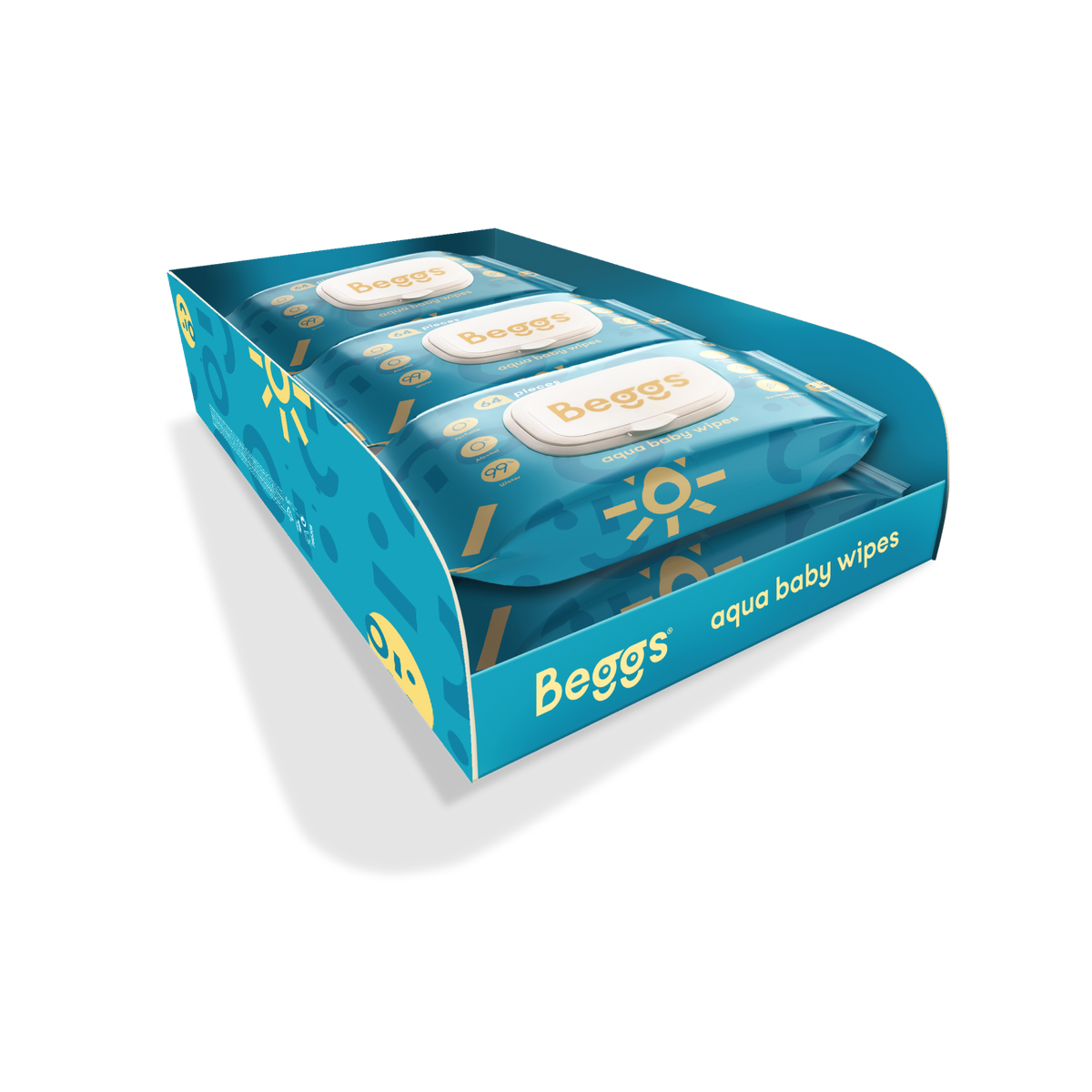 6x chusteczki nawilżane Beggs do spłukiwania w toalecie (64 szt.)