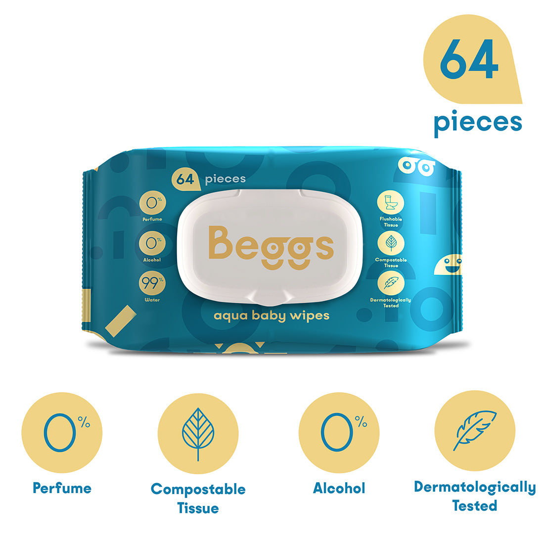 Beggs vlhčené splachovatelné ubrousky (64 ks)