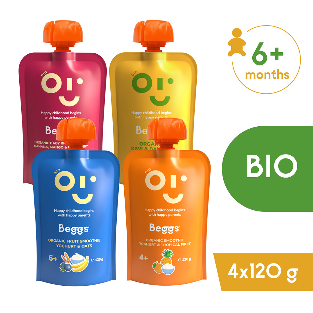 Beggs BIO Mix ovocných příkrmů (4× 120 g)