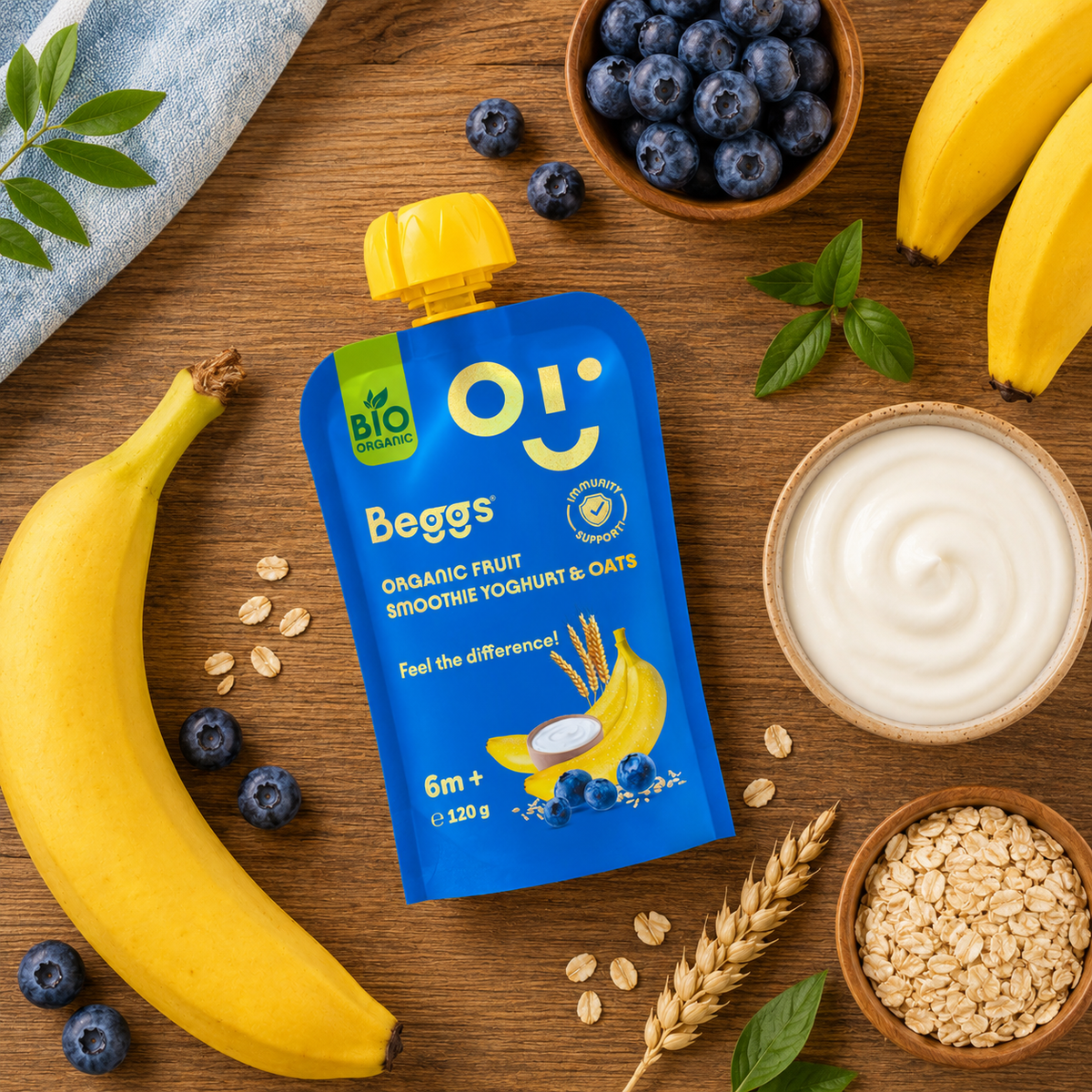 Beggs BIO Smoothie s ovocím, jogurtom a ovsenými vločkami (120 g)