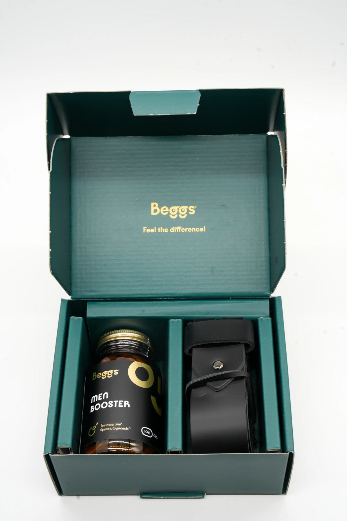 Beggs dárkový balíček pro něj: Men Booster & kožený pásek