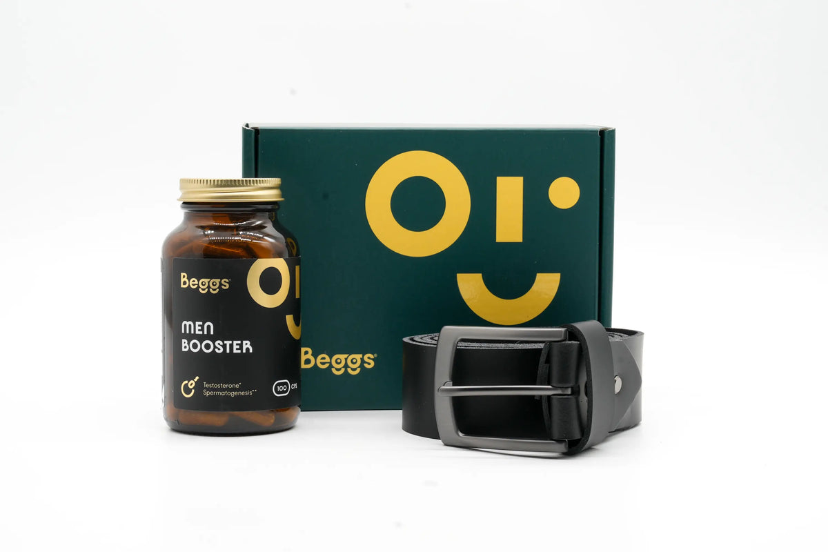 Beggs dárkový balíček pro něj: Men Booster & kožený pásek